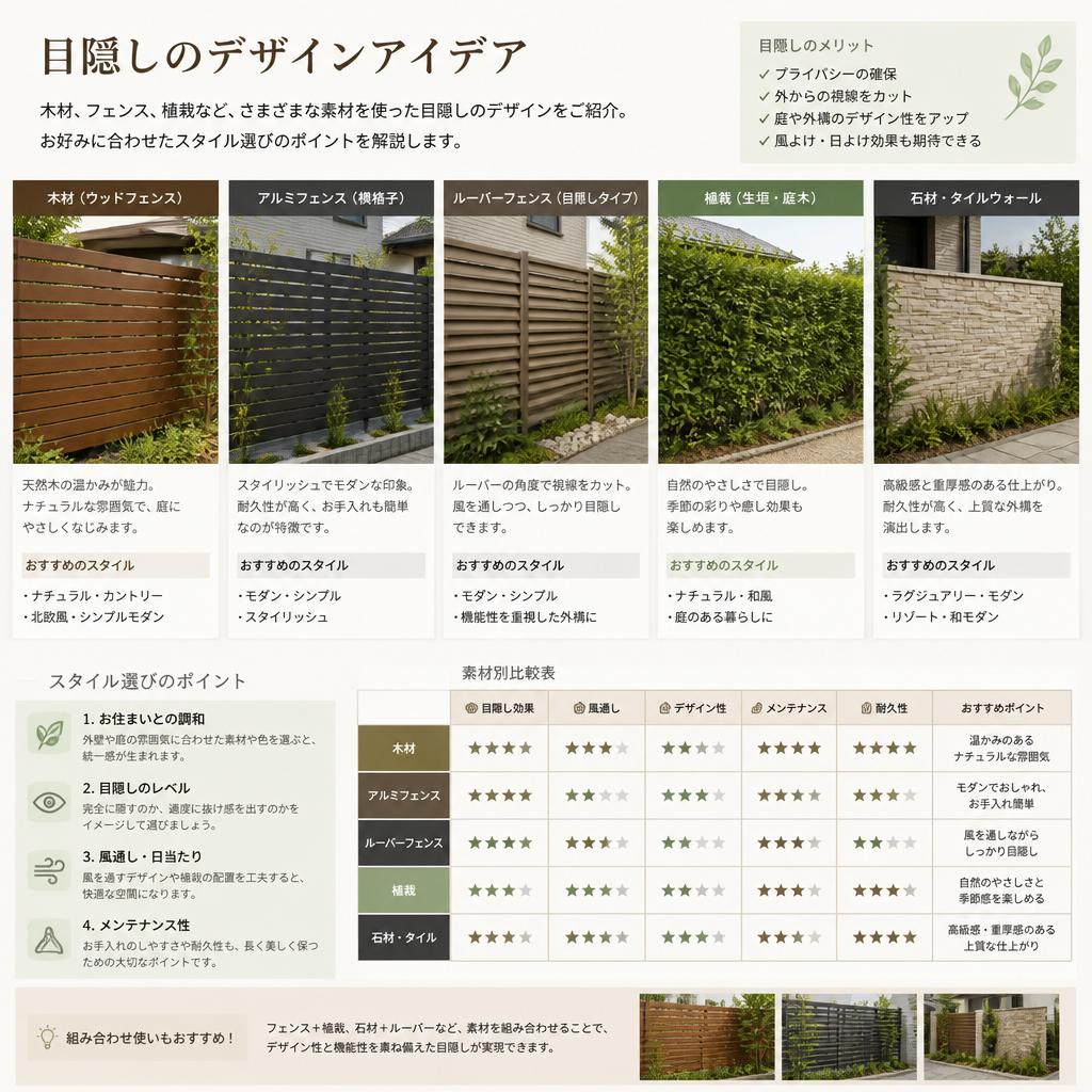 多彩な目隠しのデザイン