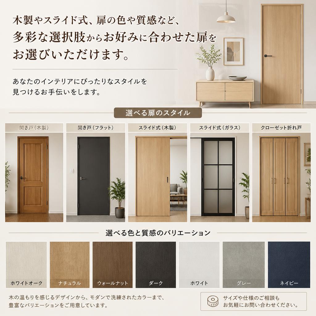 さまざまな扉のデザインと素材