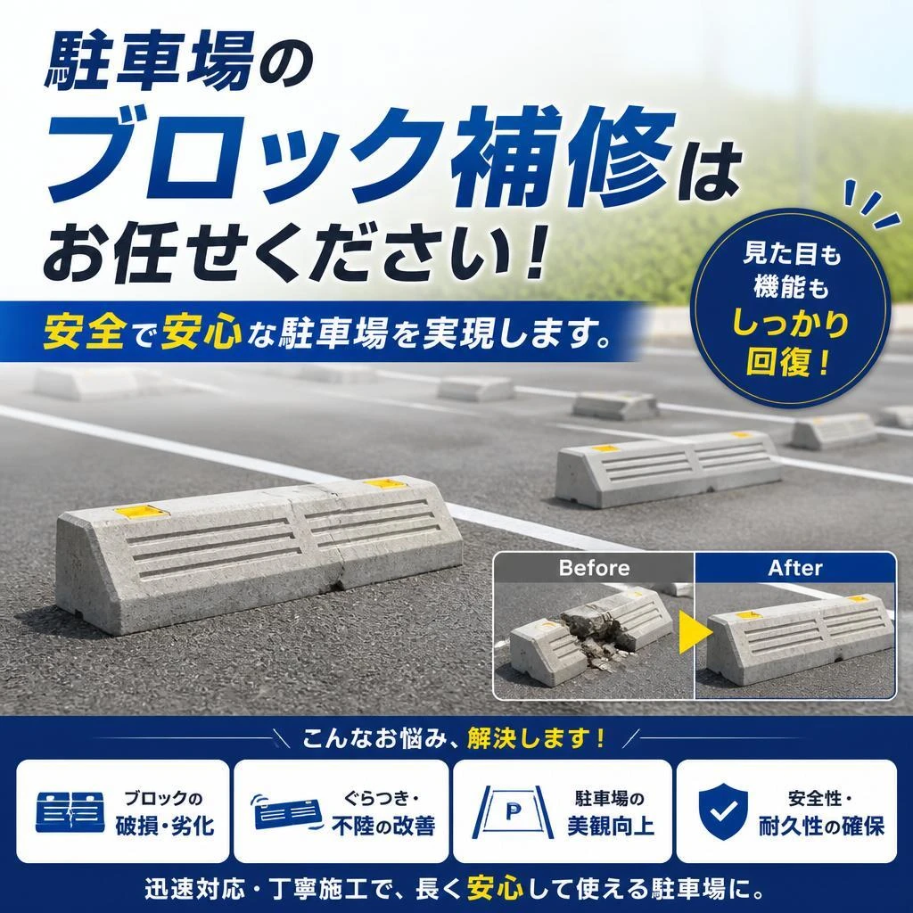 駐車場のブロック補修はお任せください！安全で安心な駐車場を実現します。