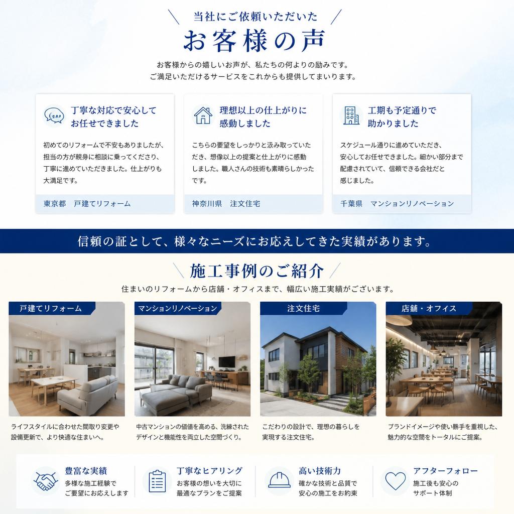 お客様の声と施工実績