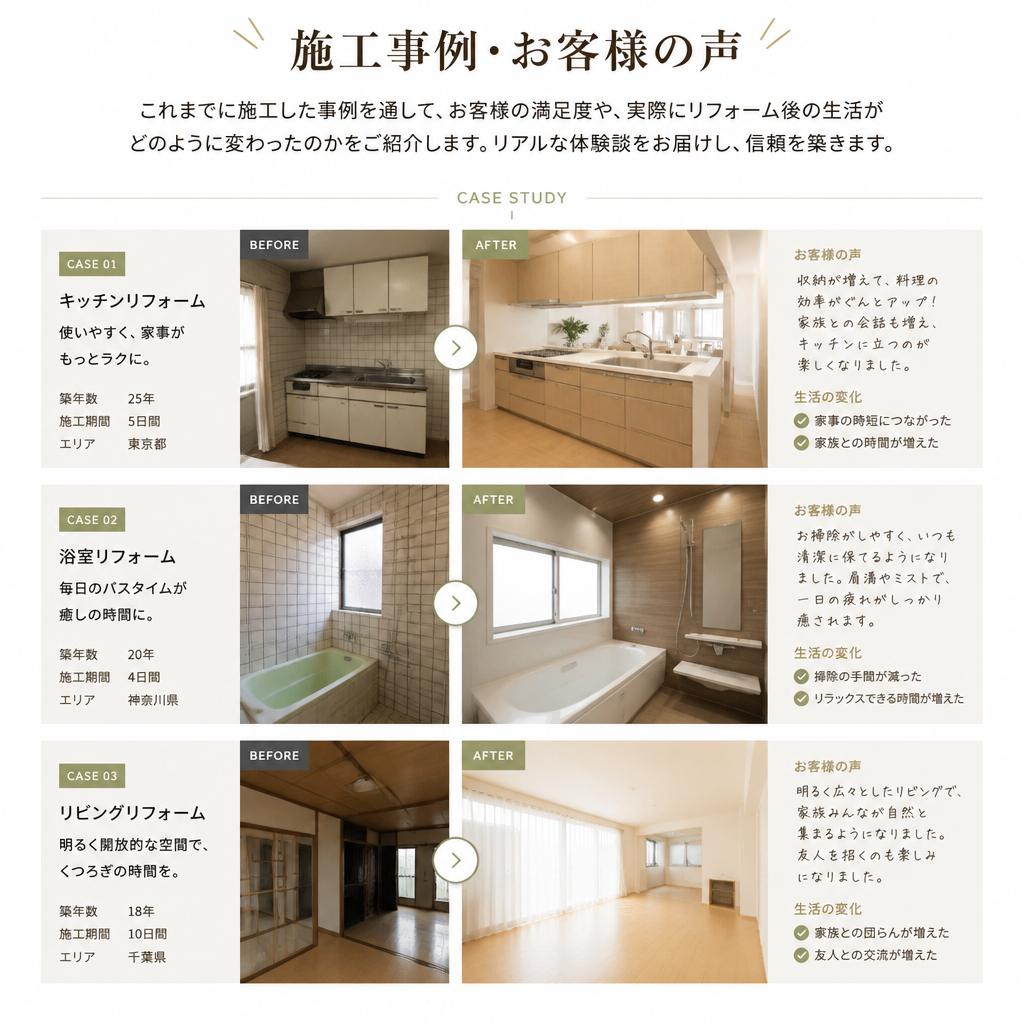 お客様の声・施工事例のご紹介